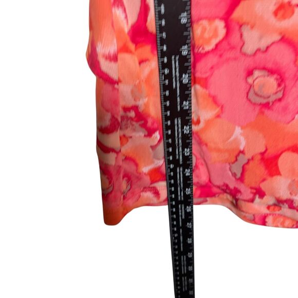 Apt 9 Blouse Women's Large Round Neck Y2k Ruffle Pink Short Sleeve Tie Dye Top - Picture 5 of 9